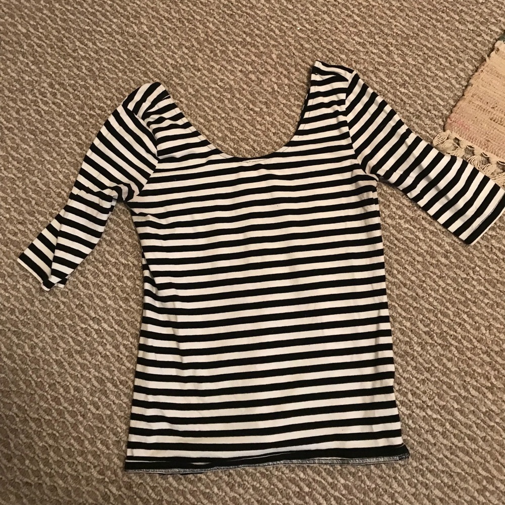 Deep Scoop Neck Stripe Shirt